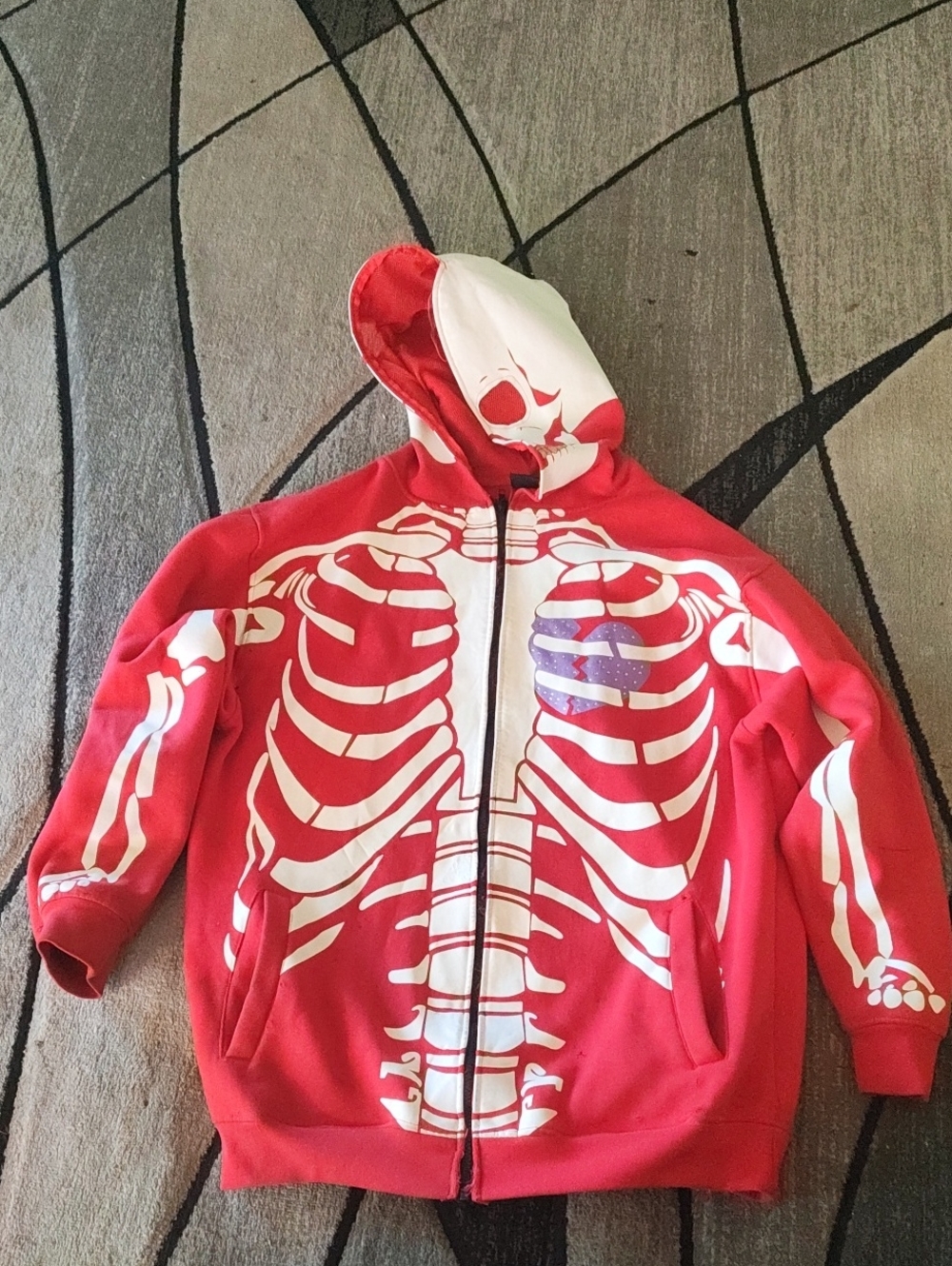 SMX Red Skeleton Zip-Up Hoodie Sweatshirt